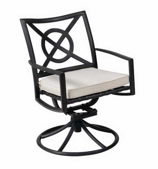 Landgrave Royale Aluminum Cushion Arm Swivel Rocker Dining Chair