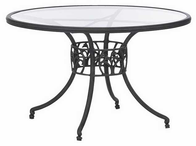 Landgrave Sarbone Lily Cast Aluminum 48 Round Glass Dining Table