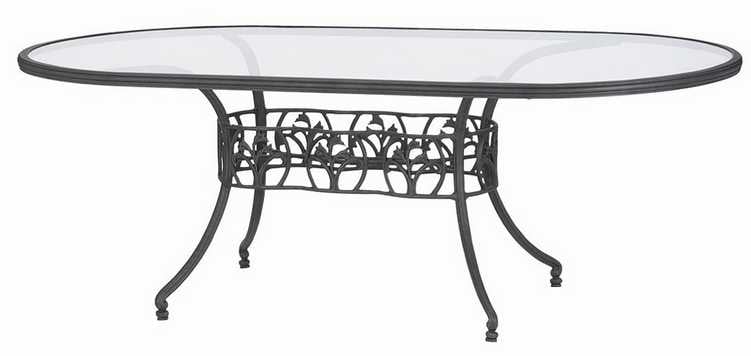 Landgrave Sarbone Lily Aluminum 42 x 84 Oval Glass Dining Table
