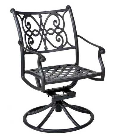 Landgrave Venice Aluminum Metal Arm Swivel Rocker Dining Chair