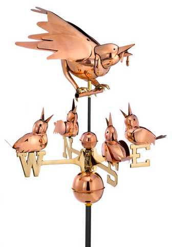 Good Directions  Mother Bird w/ Chicks Weathervane- Polished Copper