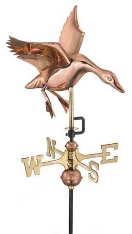 Good Directions Landing Duck Weathervane in Polished Copper